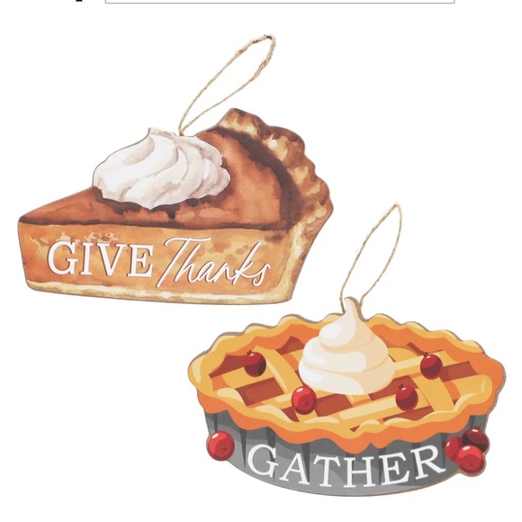 New Thanksgiving Wooden Hanging Pies Wall Decorations, 2-ct. 6x3-in. - Picture 5 of 5